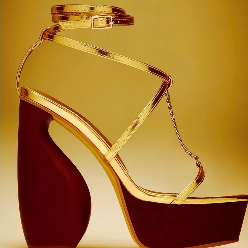 Gold Strappy Platform Sandals for Women
